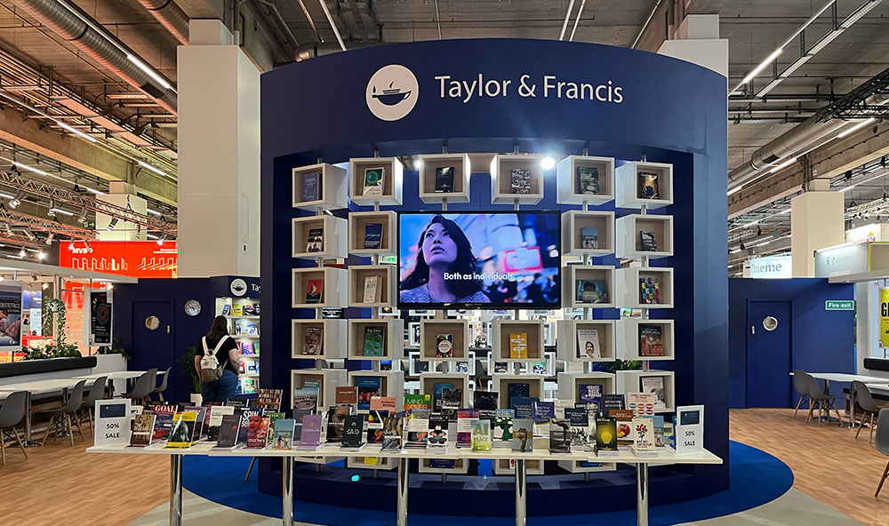 Image of Taylor & Francis bookstand from Frankfurt Book Fair