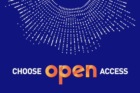 Choose Open Access. White orbit with white lines expanding outwards.